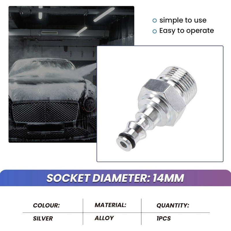 2Pcs Silver Quick Connection Pressure Washer, Hose Adapter for Vax,