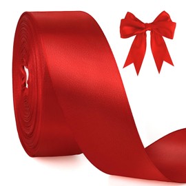 Red Ribbon 1-1/2 Inches Wide 100 Yards Red Satin Ribbon Solid Fabric Ribbons for Gift Wrapping for Christmas Tree DIY Craft Hair Bows Making Flower Bouquets Wedding Valentines Christmas Ribbons