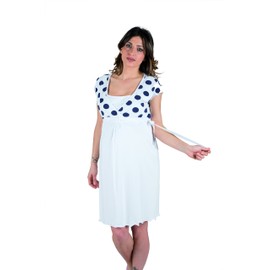 Premamy – Maternity Nursing Nightie – Colour: White - dark blue