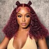 12INCH 99J Burgundy Water Wave Lace Front Wigs Human Hair