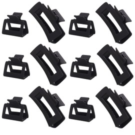 Alemaky 12 Pack Black Square Claw Clips, Big and Small Neutral Rectangle Hair Claw Clips, Non-slip Matte Large Hair Clips for Women,Strong Hold jaw clip for Thick Thin Hair