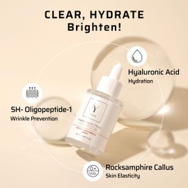 Hyaluronic Acid + Peptide Face Serum/Best Value for money/Soothing & Moisturizing/Softens and Smoothes Dry & Sensitive Skin/Made in Korea / 50ml / 1.69 fl.oz