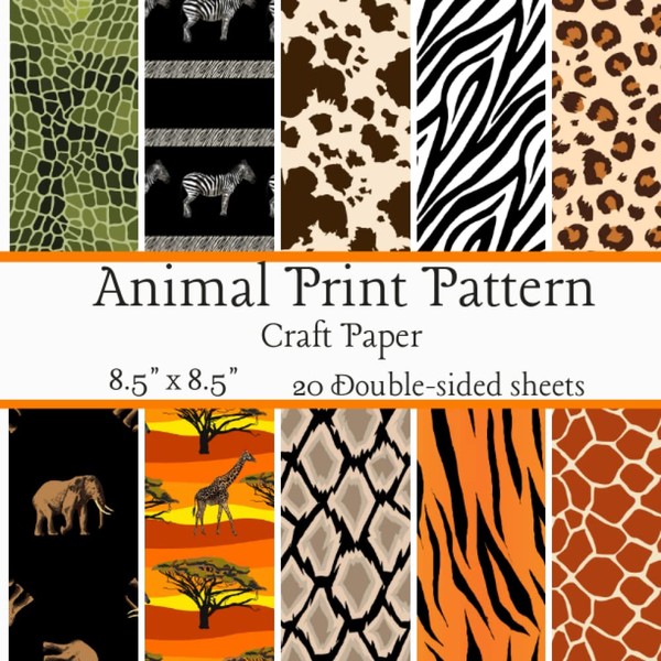 Animal Print Pattern, Craft Paper: Jungle Animals Scrapbooking Paper for