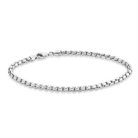 Miabella Solid 925 Sterling Silver Italian 3.5mm Square Rolo Link Round Box Chain Bracelet for Women Men, Made in Italy (7.5, sterling silver)