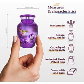 Trupoint Memorials Small Urns for Human Ashes Keepsake, Decorative Mini Cremation Urn for Adult Men & Women – Small Hummingbird Keepsake