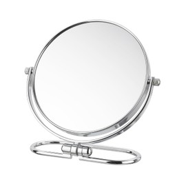 Surdy Espejo de Maquillaje de Viaje Plegable portátil, Espejo de vanidad de ampliación 1X / 3X, Giratorio de 360 ° de Doble Cara, Espejo de Metal Colgante de Mano y Pared sin luz