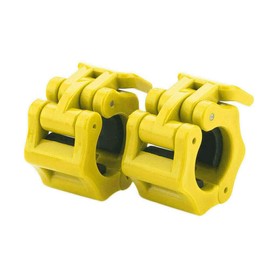 TnP Rubber Barbell Collars – Locking 1" Stanadard Size Weight Clamps Lock Jaw - Quick Release Collar Clips – Bar Clamps Great for Crossfit, Olympic Lifts and Strength Training (Yellow)