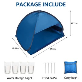 URROMA 1pcs Pop Up Dog Cat Camping Tent, Blue Outdoor Play Tent House Portable Sun Shelter Pet Tent for Dogs Cats Puppy Kitty Other Small Animals, L