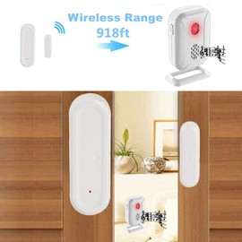 NineLeaf 3 Set Wireless Door Open Chime Operating Range - 918FT 4 Volume Levels 36 Chime Tunes LED Flashing Light -3 Magnetic Door Alarm Sensor, 3 Receiver