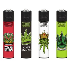 4 X CLIPPER LIGHTERS (CANNA KING)