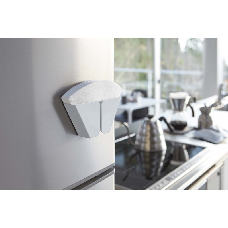 Yamazaki Industries 2977 Magnetic Coffee Paper Filter Holder, Tower, White