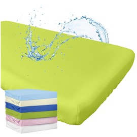 WhizProducts Fitted Sheet with Integrated Mattress Protector 70 x 140 cm (Green) for Baby Bed