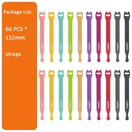 Reusable Cable Ties with Velcro, lekou Velcro Cable Ties Cable Velcro Rope Velcro with Velcro Fastening, 15 cm Cord Ties Strap Velcro Straps for Cable and Cable Management (Pack of 60)