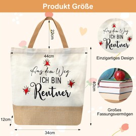 APOMOONS Jute Bag Pensioner, Jute Bag Tote Bag Gifts for Retirement, Retirement Gift, Retirement Gift, Woman Jute Tote Bag for Retirement Women Jute Shopping Bag Farewell Gift