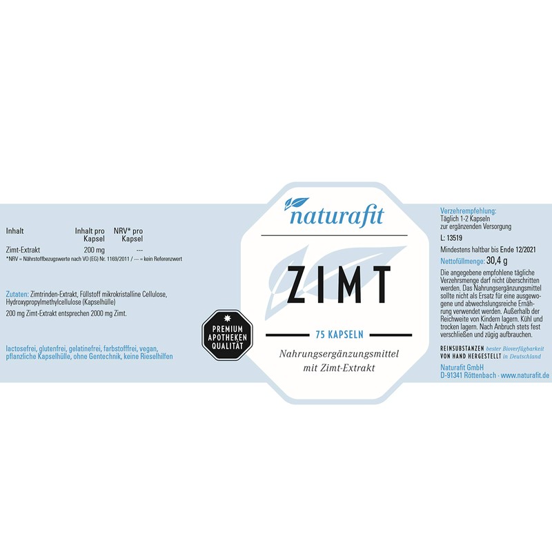 naturafit Cinnamon Capsules, Pack of 75 Capsules