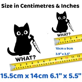 Cat Horror Cute Stickers - Waterproof Decal - Long Lasting - Laptops, Cars, Water Bottles, Wall Art, Mirrors - Fun Gifts (15.5cm x 14cm (6.1" x 5.5"))
