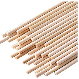 100PCS Dowel Rods Wood Sticks Wooden Dowel Rods - 1/4 x 12 Inch Unfinished Bamboo Sticks - for Crafts and DIYers
