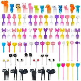 126Pcs Animal Food Picks for Kids Lunch Bento Box Accessories Cute Reusable Plastic Fruit Forks Cartoon Toothpicks Decor Party Set Mini Decorations and Parties Toothpick Deco