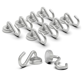 THCMAG Magnetic Hooks 10kg Magnetic Hooks Neodymium Rare Earth Magnets for Refrigerator, Barbecue, Grill, Home, Kitchen, Office, Indoor, Outdoor, 10pcs