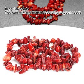 Cuentas Irregulares, 3-8mm Cuentas Sueltas Perforadas Piedras Preciosas Irregulares Cuentas de Piedra de Astillas para Pendientes, Collares, Fabricación de Pulseras (Piedra de Coral Rojo)