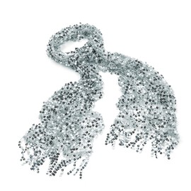 Central Chic Silver Sequin Net Look Tassel Scarf shawl stole pashmina silver sparkly Christmas scarf party scarves