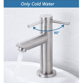 CECIPA Cold Water Tap with Connection Hose, Washbasin Tap with Spout Height 93.4 mm for Guest Toilet, Cold Water Tap Guest Toilet for Bathroom