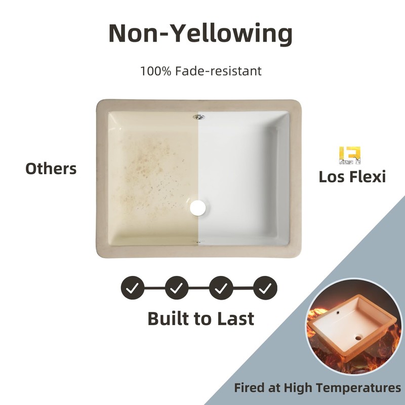 18" x 13" Undermount Bathroom Sink, Los Flexi Compact Rectangular