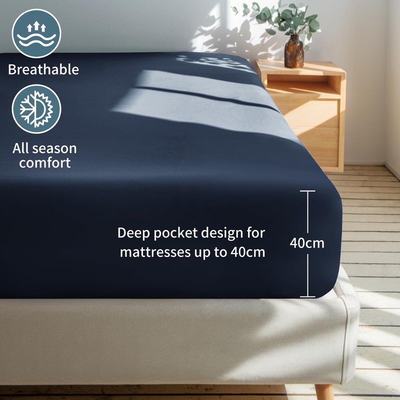 Tifschlaf Double Fitted Sheet Deep - Navy Blue Bed Sheet