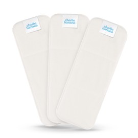 Charlie Banana Baby Super Absorbent Deluxe Reusable and Washable Hemp and Cotton Inserts for Cloth Diapers, Newborn/Booster Size, 3 Pack
