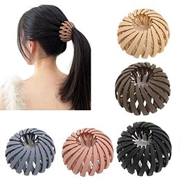 Chargenyang 5 Pcs Geometric Hair Clip Retractable Hair Loops Hair Bun Maker Quick Hair Banding Tool Nest Shaped Ponytail Holder Hair Accessory for Women Girls