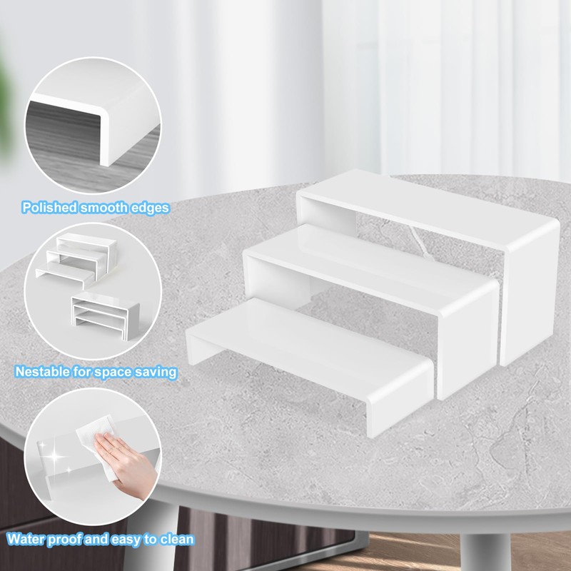 SOVQUEST 6 PCs Risers Display Stands 3 Tiers Desktop Acrylic