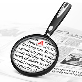 10X 30X Magnifying Glass for Reading, Handheld Magnifier for Reading, 90mm Magnifying Glass Scratch Resistant Lens, Soft Handle for Close Work Book Newspaper Nature Exploration (Black)