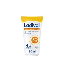Ladival Sensitive and Normal Skin Sun Protection Lotion SPF 50+ for the Face for Sensitive and Normal Skin, with Unique 4-Way Cell Protection, Hyaluronic Acid and Photolyase, 50 ml