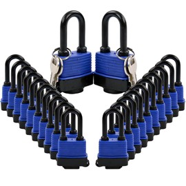 SEPOX® 20Pcs Heavy-Duty 44mm 1.75" Out-Door Padlock Keyed-Alike, Water-Resistant Cover, Steel Lock with Same-Key, Extra-Long-Shackle Anti-Rust, Brass Cylinder for Boat, Fishing, Marine, Fence