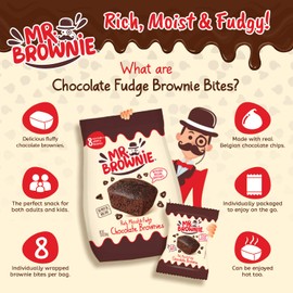 Mr. Brownie Chocolate Brownies | 8 Individually Wrapped Brownie Bites | Snack Packs for Kids & Adults | Real Belgian Chocolate