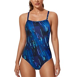 SYROKAN Women's One Piece Swimsuit Athletic Competitive Racerback Sport Swimwear Training Bathing Suit Speedy Starlight 30