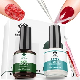 WAYI Gel Polish Remover Kit - Gel Nail Polish Remover with Liquid Latex Tape Peel Off and Manicure Tools, Quick & Easy Gel Polish Remover in 2-5 minutes