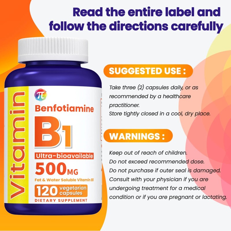 π Vitamin B1 Thiamine 500mg - Supports Energy Metabolism, Nervous
