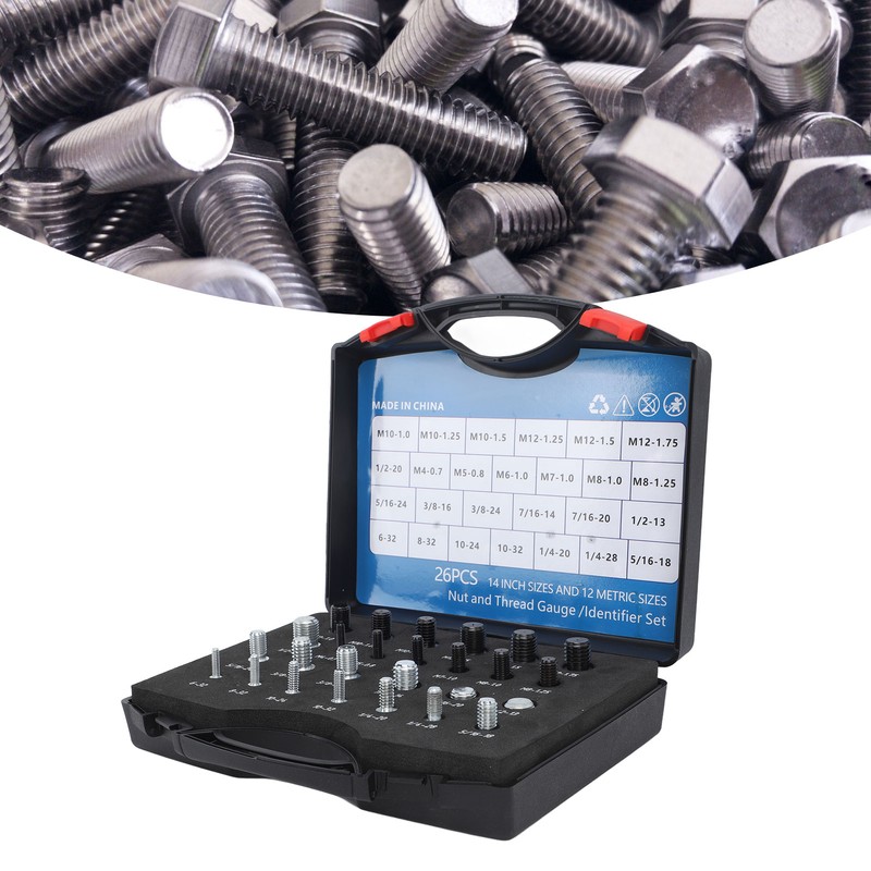 26 PCS Nut Bolt Thread Checker High Accuracy Carbon Steel