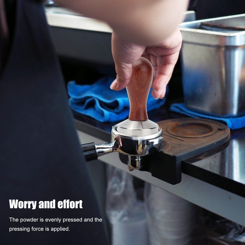 53mm Coffee Tamper with Wooden Handle Stainless Steel Coffee Powder