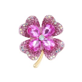 Wekuw Four Leaf Clover Brooch Rhinestone Brooch Women's Crystal Brooch Pin Jewellery Retro for Clothes, Bags, Backpack, Hat, Alloy, rhinestone