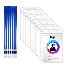 50 transparente PVC-Kartenhüllen/Ausweishüllen mit Lanyards – Wasserdichte Kartenhalter/Ausweishalter für Messen, Firmen und Schulen (vertikal)