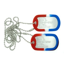 Custom Embossing Military Dog Tags Army Navy Marine Air Force + Silencer Color