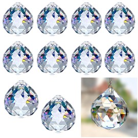 Hanging Crystals, Pack of 10 Suncatcher Crystal, 30 mm Crystal Prism Ball, Suncatcher Crystal for Chandelier Pendants, Window Ornament, Craft Decoration