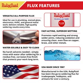 Rubyfluid Soldering Flux – General Purpose Liquid Flux for Plumbing, Stained Glass & Metalwork | Water-Soluble, Non-Corrosive, Easy Cleanup - 1 Pint Bottle