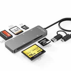 USB C USB 3.0 Memory Stick Pro Duo Card Reader, 6 in 1 SD/TF/M2/MS/CF/XD Picture Card Reader for Computer/Android/Micro SD/, Multi Card Reader Supports 5Gbps Speed, Five Cards Read Simultaneously