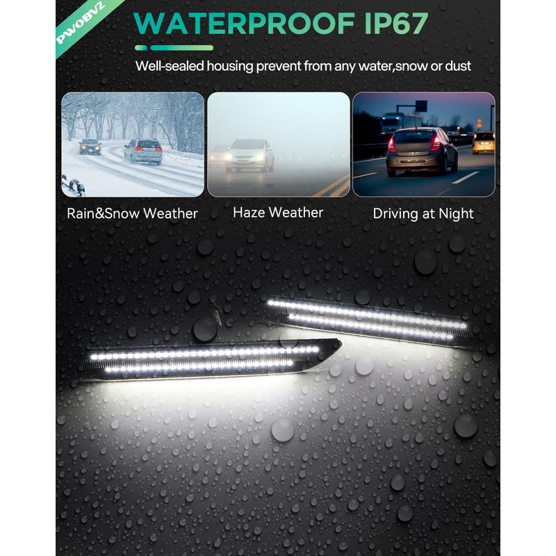 Dynamic White LED Side Marker Lights for Ford Mustang 2015-2023