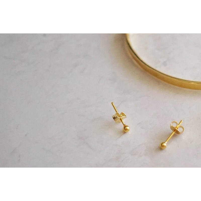 Gold Dipped 5mm Sterling Silver Ball Stud Earrings