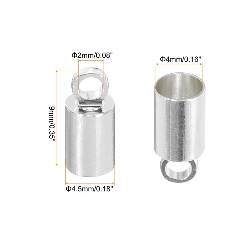 sourcing map 50Pcs Cord End Caps 9mm End Cap Barrel