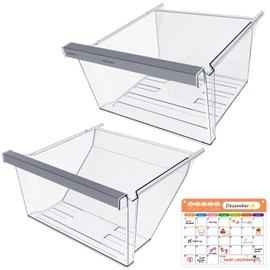 UPGRADED W11162443 Refrigerator Crisper Drawer & W11162446 Fridge Deli Drawer Compatible with Whirlpool Refrigerator Crisper Drawer Replacement WRS321SDHW WRS325SDHZ WRS315SDHM Crisper Drawer